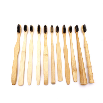 Eco-friendly natural Soft charcoal bristle bamboo toothbrush